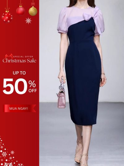 Đầm body công sở phối tay voan GEMMI Fashion, DK8694