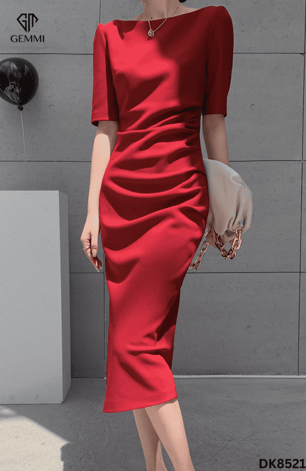 Đầm body cổ thuyền tay lửng GEMMI Fashion, DK8521 - Hình ảnh 3