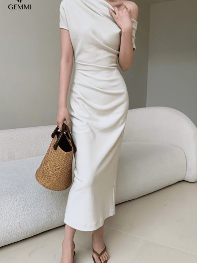 Đầm body dài lệch vai GEMMI Fashion, DK8522