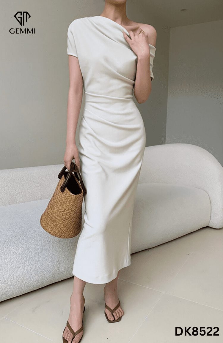 Đầm body dài lệch vai GEMMI Fashion, DK8522