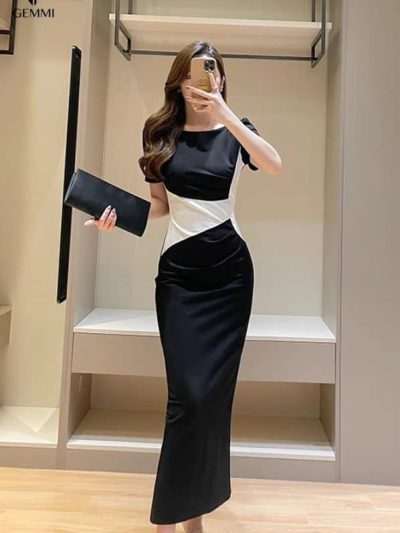 Đầm body dài nhún vai GEMMI Fashion, DK8615
