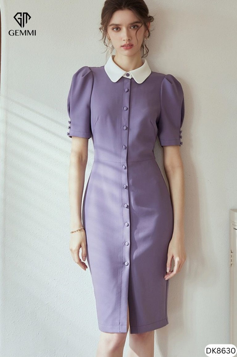 Đầm công sở cổ sen cao cấp GEMMI Fashion, DK8630