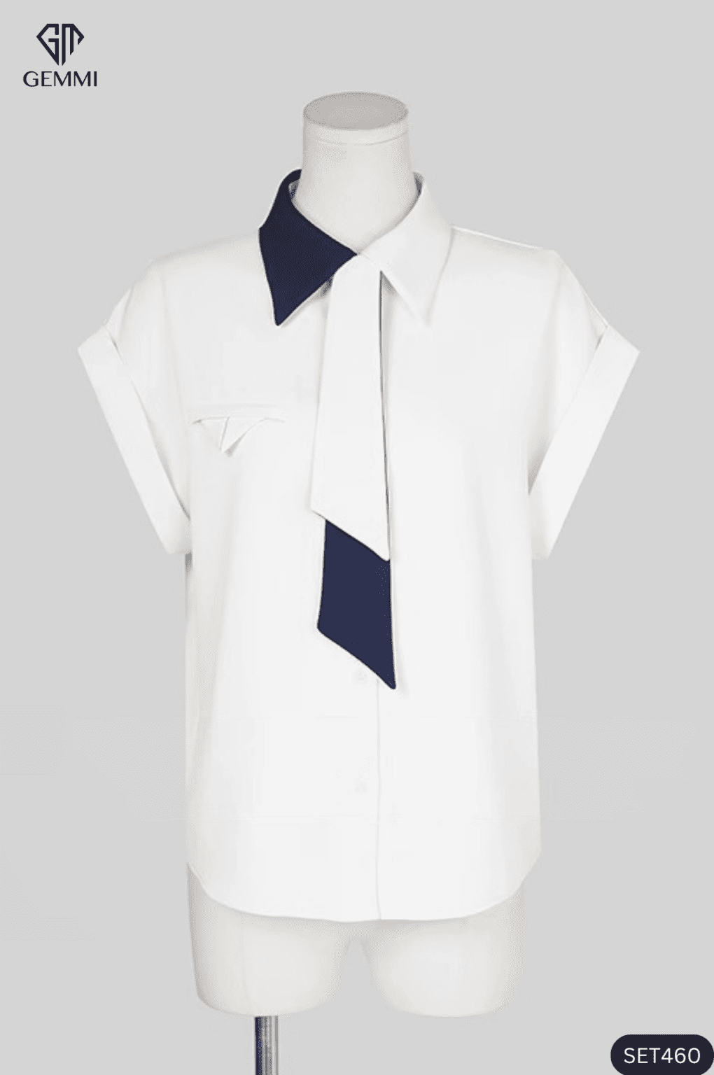 Gemmi Set bộ công sở trắng xanh GEMMI Fashion, SET460 - GEMMI
