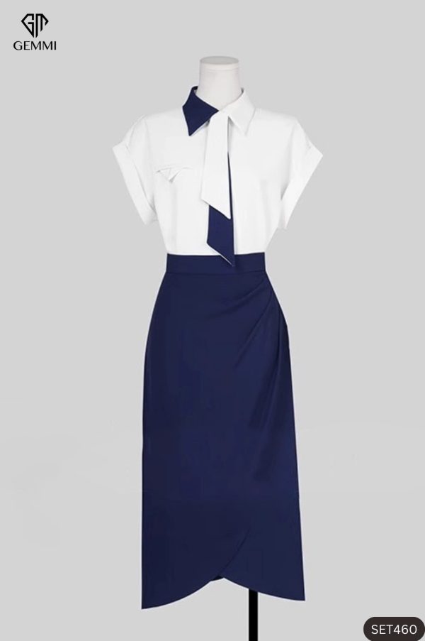 Set bộ công sở trắng xanh GEMMI Fashion, SET460 - Hình ảnh 7