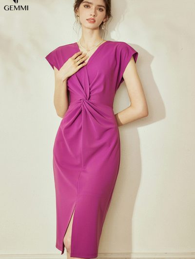 Đầm Cổ Tim Xoắn Eo GEMMI Fashion, DK8654