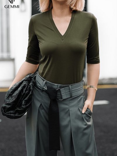 Áo Thun Cổ Tim Basic GEMMI Fashion, AS779