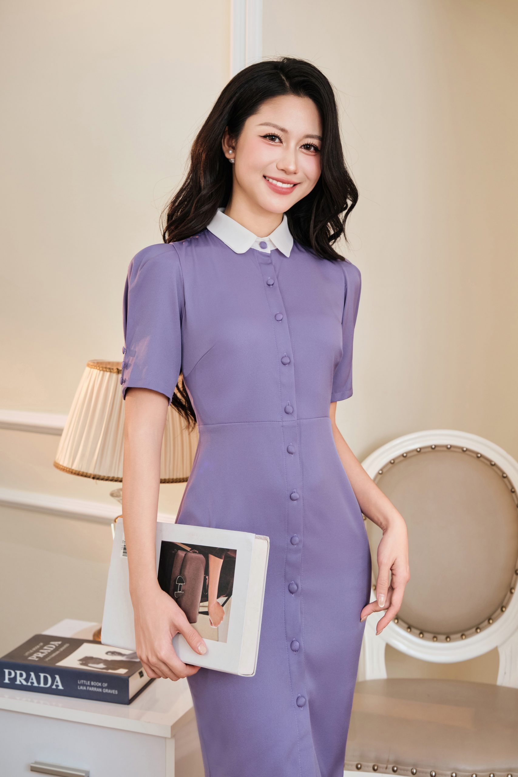Đầm công sở cổ sen cao cấp GEMMI Fashion, DK8630 - Ảnh 2