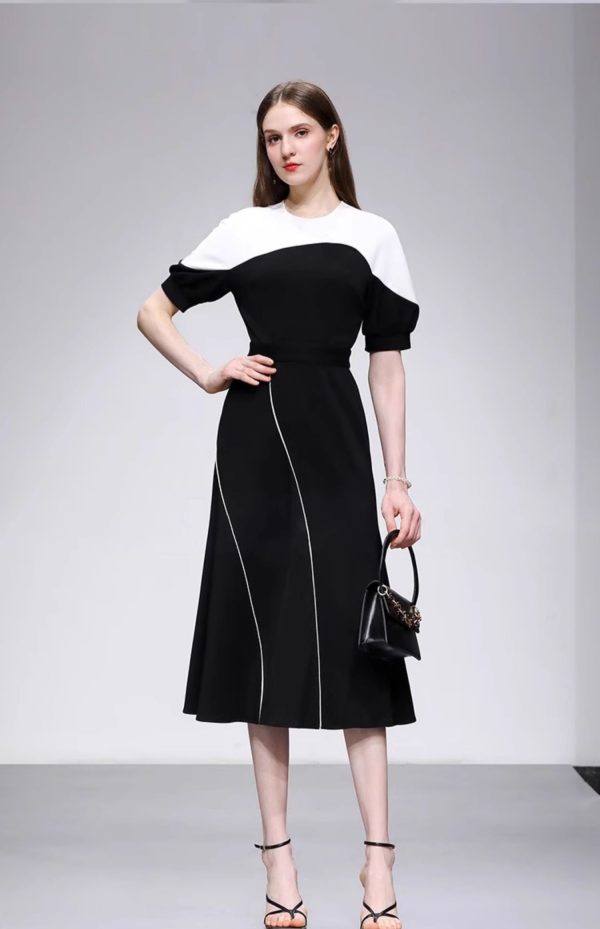 Đầm Đen Phối Trắng Dự Tiệc GEMMI Fashion, DK8671 - Ảnh 5