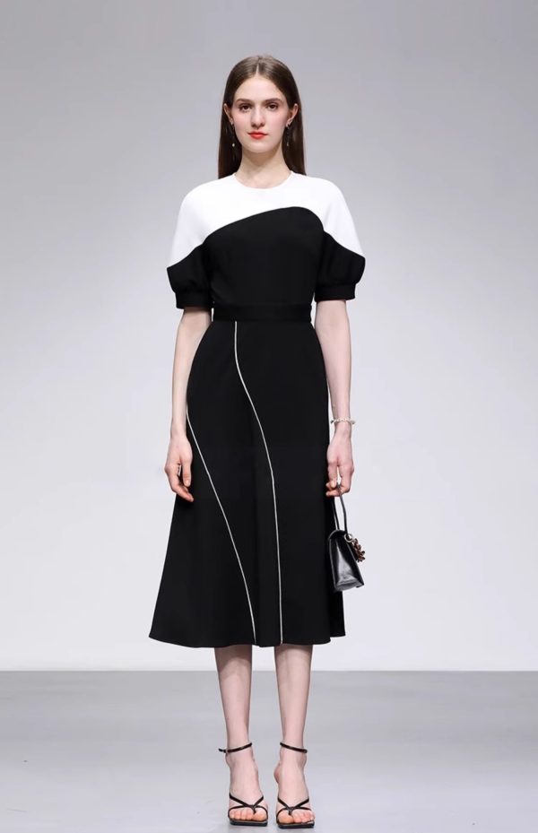 Đầm Đen Phối Trắng Dự Tiệc GEMMI Fashion, DK8671 - Ảnh 4