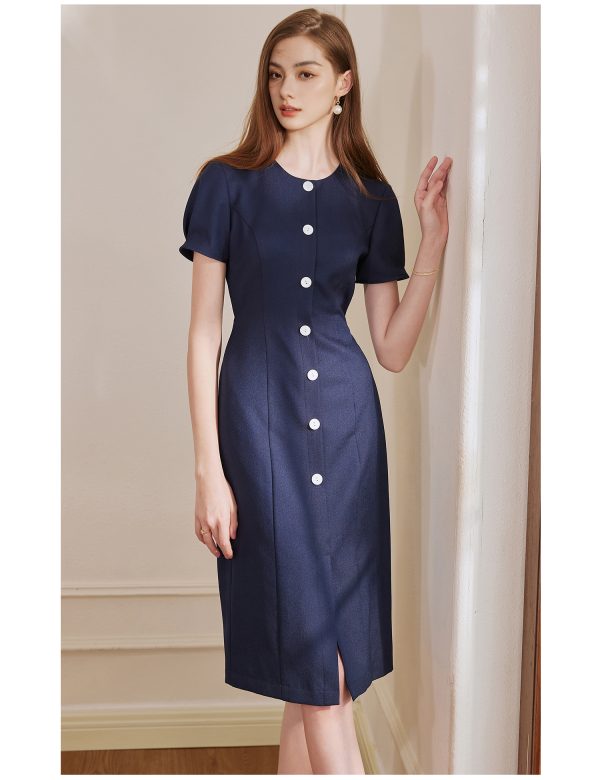 Đầm công sở cổ tròn tay ngắn GEMMI Fashion, DK8659 - Hình ảnh 7