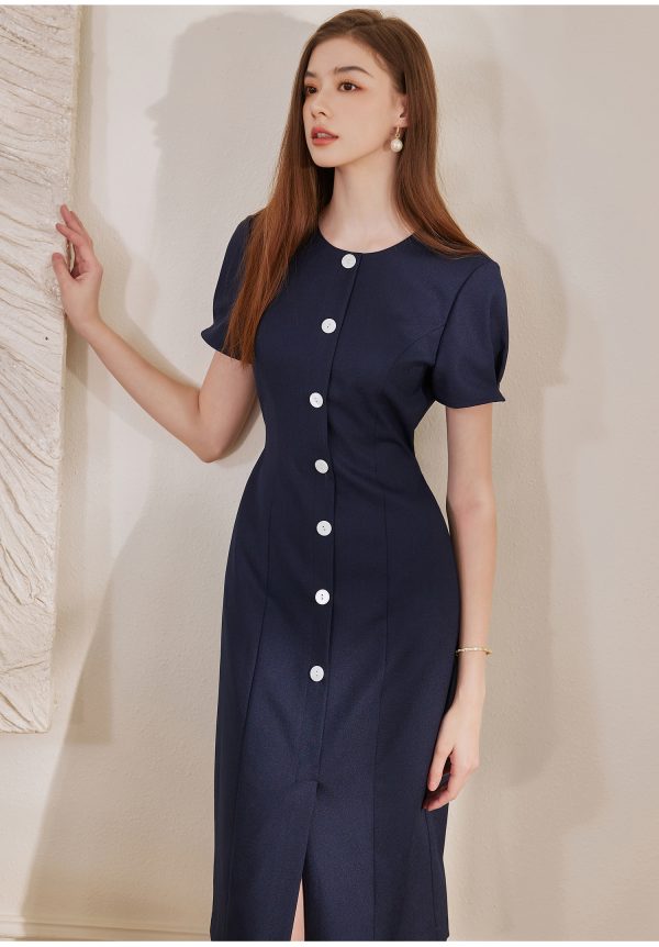 Đầm công sở cổ tròn tay ngắn GEMMI Fashion, DK8659 - Hình ảnh 6