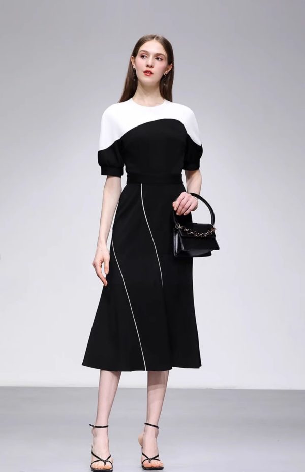 Đầm Đen Phối Trắng Dự Tiệc GEMMI Fashion, DK8671 - Ảnh 2