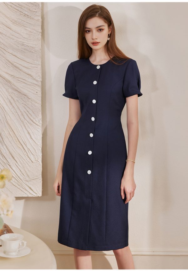 Đầm công sở cổ tròn tay ngắn GEMMI Fashion, DK8659 - Hình ảnh 5