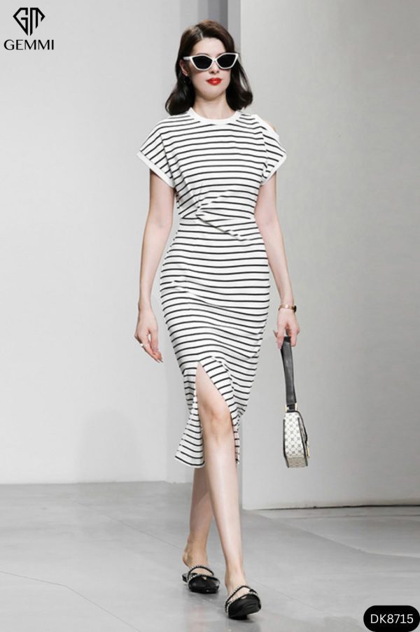 Đầm kẻ hở vai GEMMI Fashion, DK8715 - Hình ảnh 8