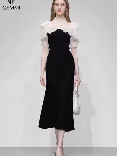 Đầm đuôi cá phối cổ GEMMI Fashion, DK8696
