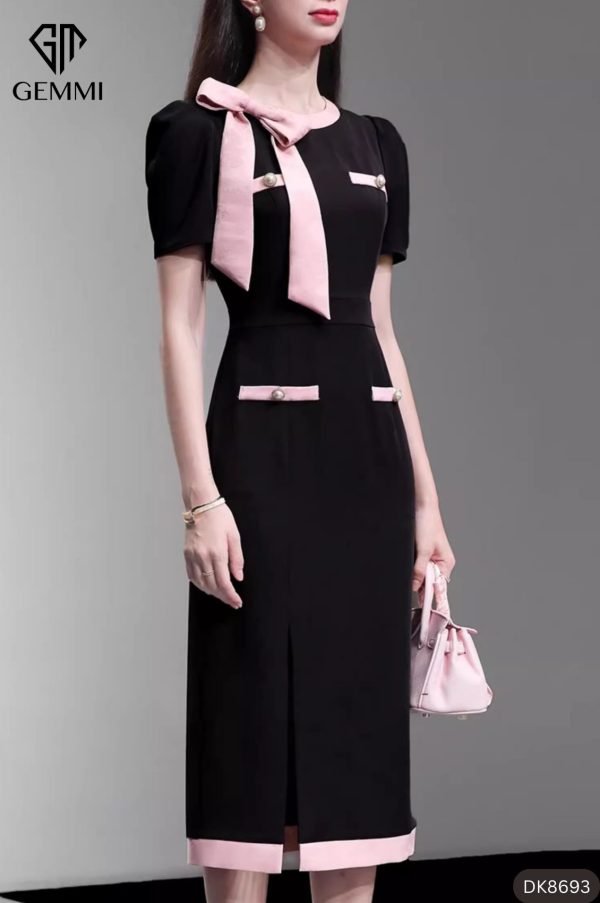 Đầm body công sở phối cổ nơ Gemmi fashion, DK8693