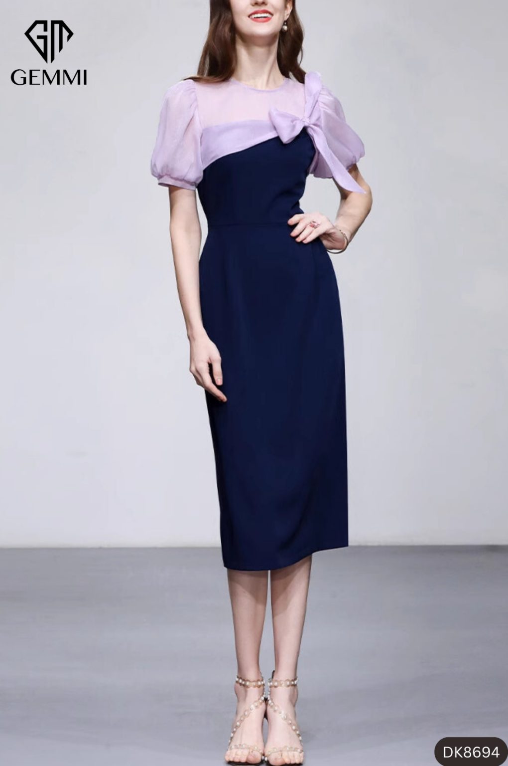 Gemmi Đầm body công sở phối tay voan GEMMI Fashion, DK8694 - GEMMI
