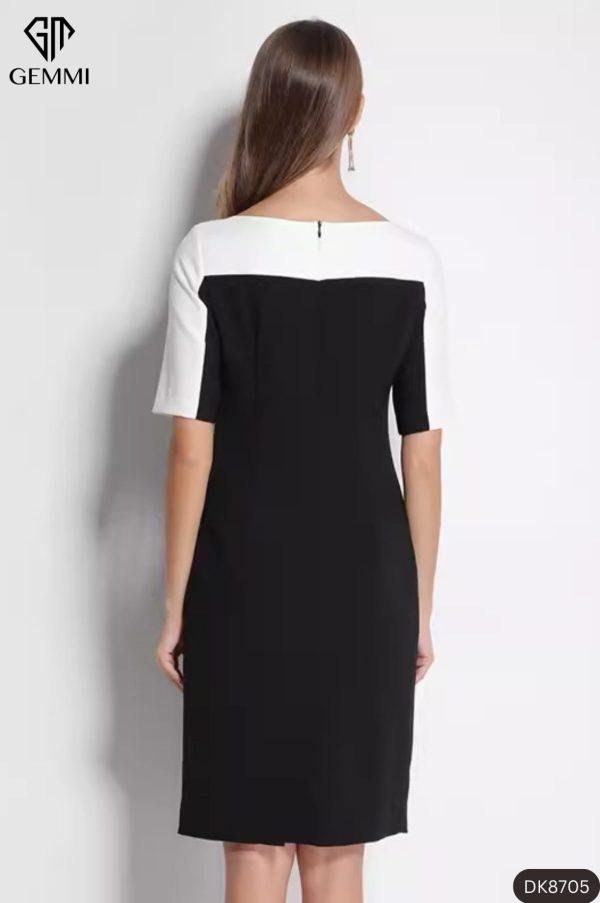 Đầm suông phối đen trắng GEMMI Fashion, DK8705 - Hình ảnh 5