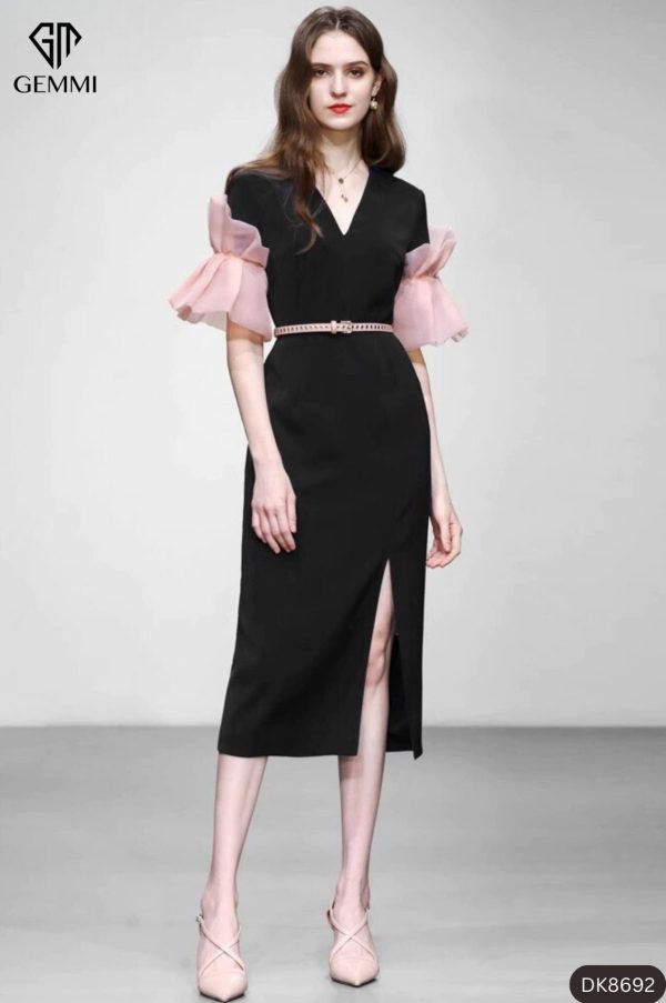 Đầm body phối tay lá sen GEMMI Fashion, DK8692 - Hình ảnh 3