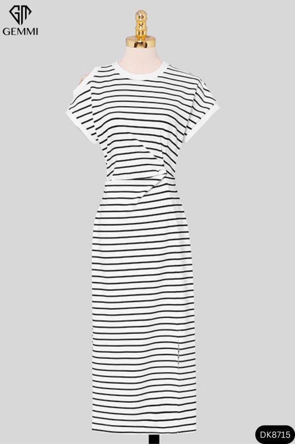 Đầm kẻ hở vai GEMMI Fashion, DK8715 - Hình ảnh 5
