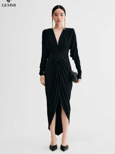 Đầm body dài tay cổ V GEMMI Fashion, DK8761