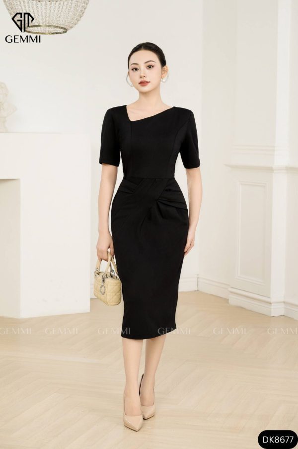 Đầm body cổ tim lệch GEMMI Fashion, DK8677