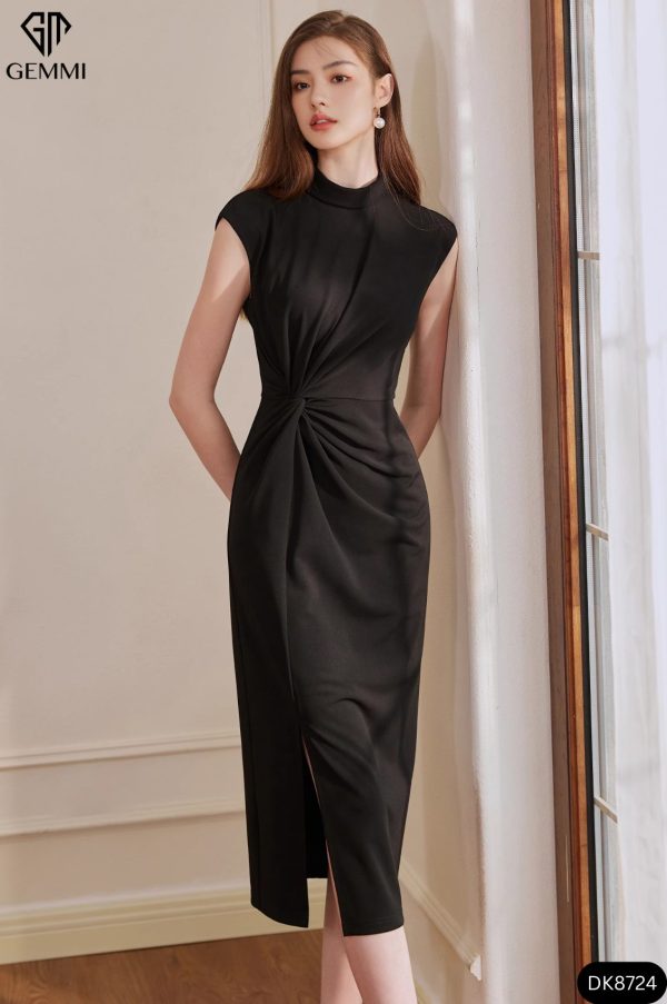 Đầm body cổ tròn xoắn eo Gemmi Fashion, DK8724 - Hình ảnh 3