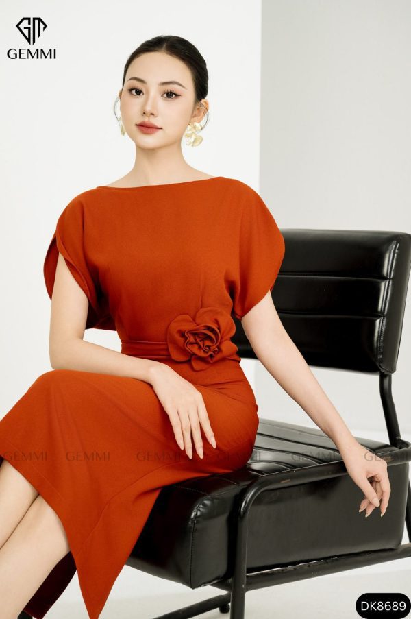 Đầm body cổ thuyền phối hoa eo GEMMI Fashion, DK8689 - Hình ảnh 13