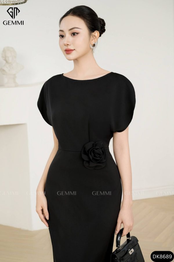 Đầm body cổ thuyền phối hoa eo GEMMI Fashion, DK8689 - Hình ảnh 10