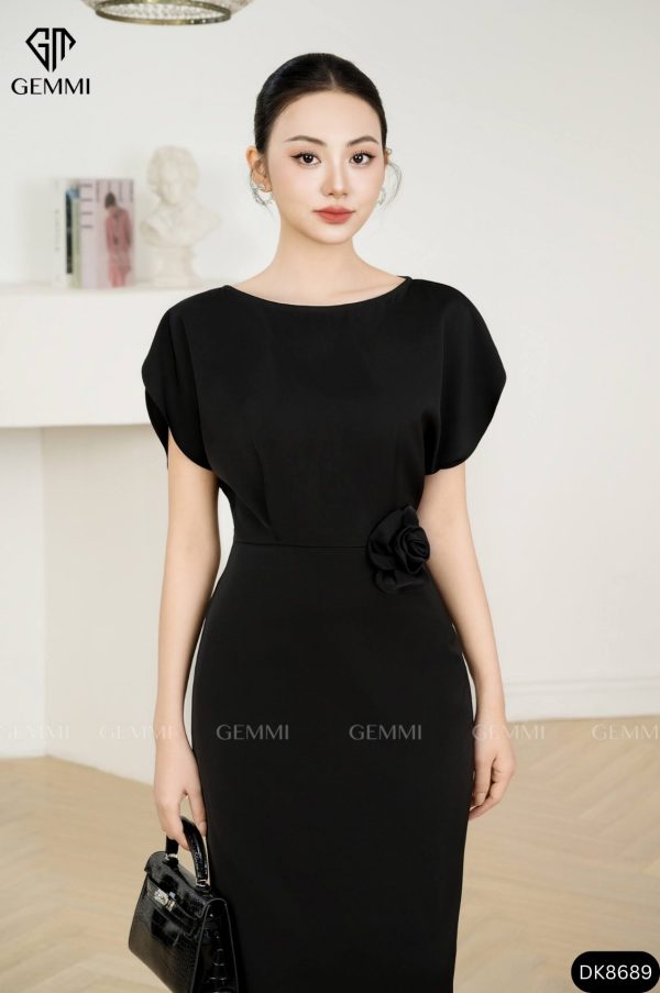 Đầm body cổ thuyền phối hoa eo GEMMI Fashion, DK8689 - Hình ảnh 9