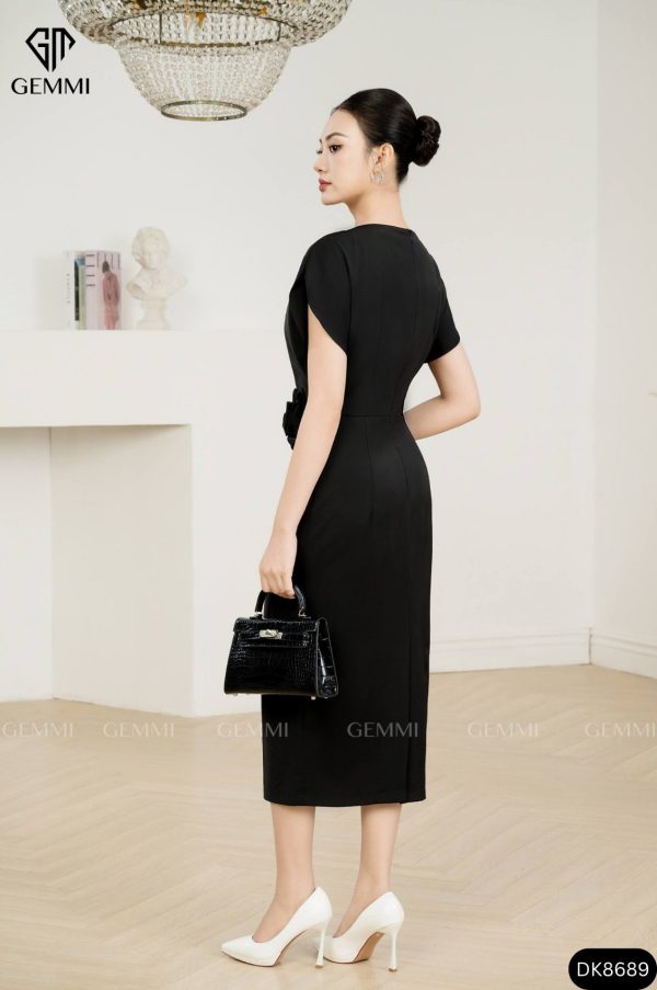Đầm body cổ thuyền phối hoa eo GEMMI Fashion, DK8689 - Hình ảnh 8