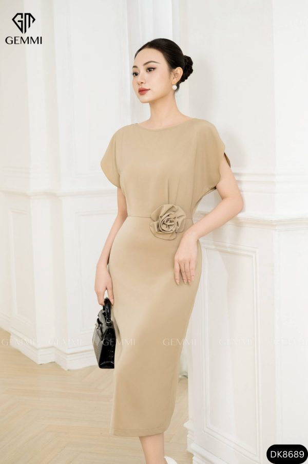 Đầm body cổ thuyền phối hoa eo GEMMI Fashion, DK8689 - Hình ảnh 6
