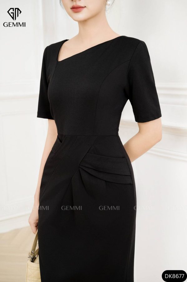 Đầm body cổ tim lệch GEMMI Fashion, DK8677 - Hình ảnh 5