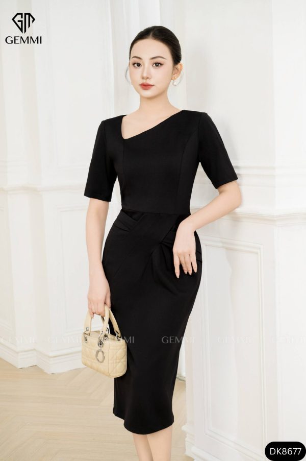 Đầm body cổ tim lệch GEMMI Fashion, DK8677 - Hình ảnh 4
