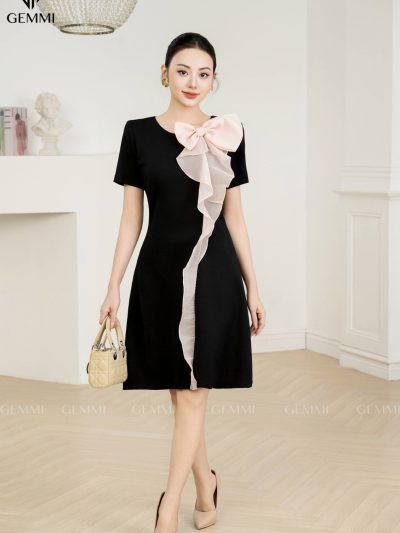 Đầm suông phối nơ GEMMI Fashion, DK8681