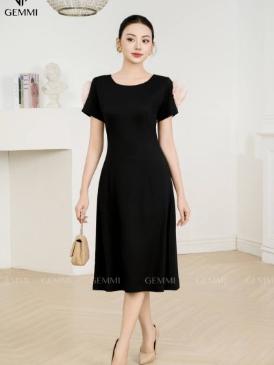 Đầm xoè phối hoa tay GEMMI Fashion, DK8682