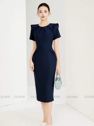 Đầm body xếp ly cổ GEMMI Fashion, DK8683