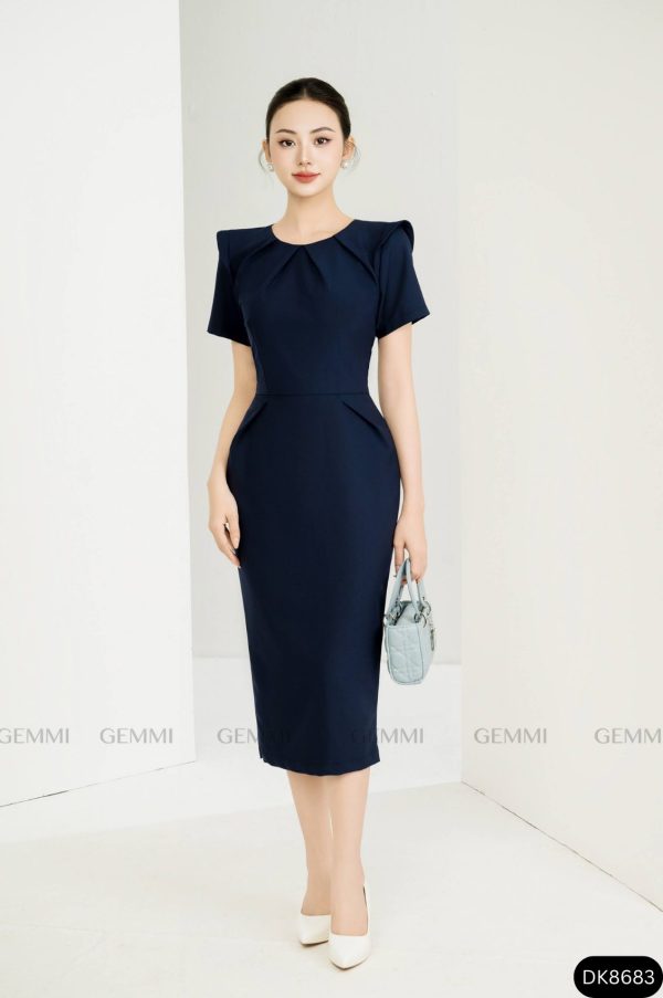Đầm body xếp ly cổ GEMMI Fashion, DK8683