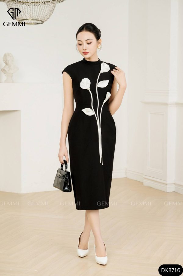 ĐẦM BODY PHỐI HOA CAO CẤP  GEMMI Fashion, DK8716