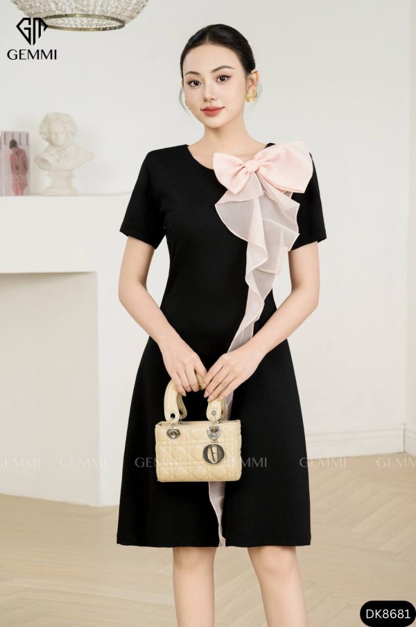 Đầm suông phối nơ GEMMI Fashion, DK8681 - Hình ảnh 3
