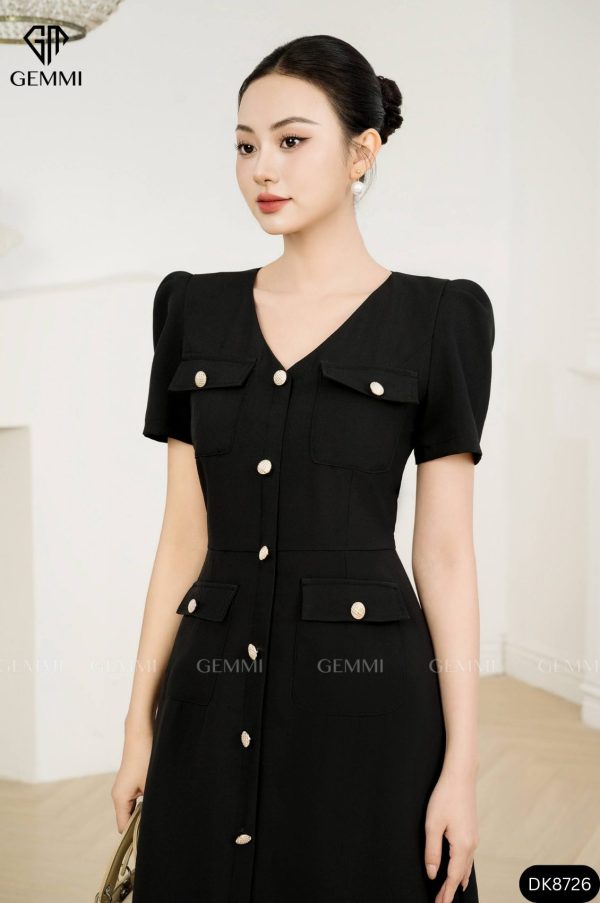 Đầm Công Sở Cổ V Dáng Suông GEMMI Fashion, DK8726 - Hình ảnh 4