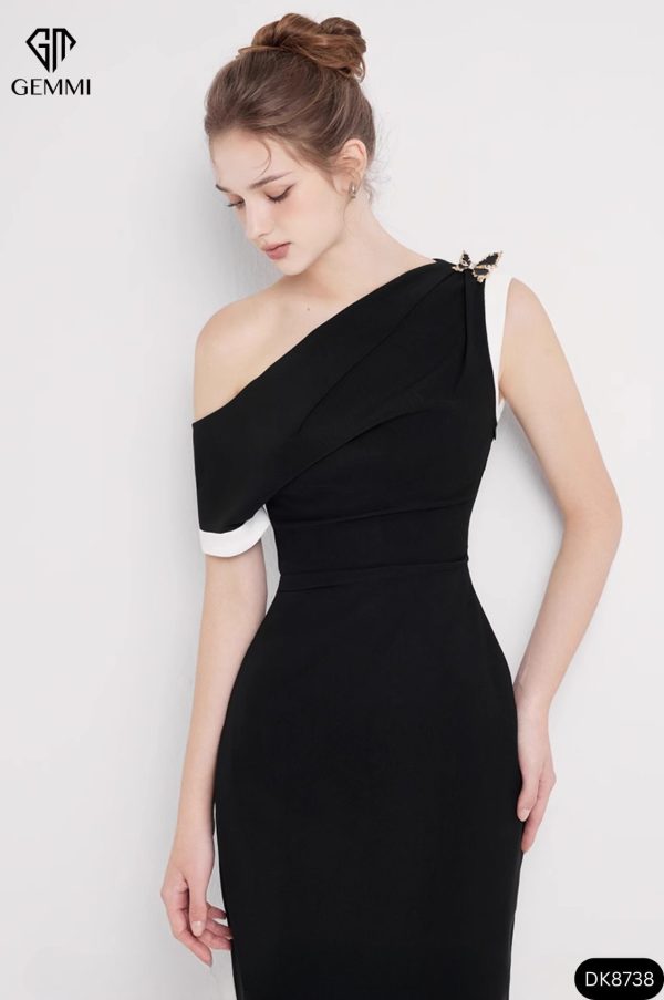 Đầm dự tiệc lệch vai GEMMI Fashion, DK8738 (tặng kèm tag ngẫu nhiên) - Hình ảnh 4