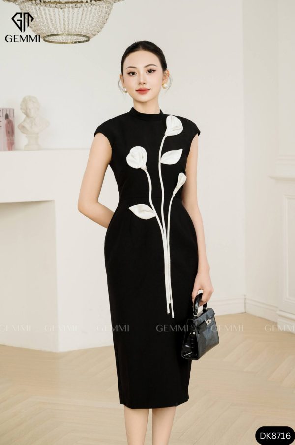 ĐẦM BODY PHỐI HOA CAO CẤP  GEMMI Fashion, DK8716 - Hình ảnh 3