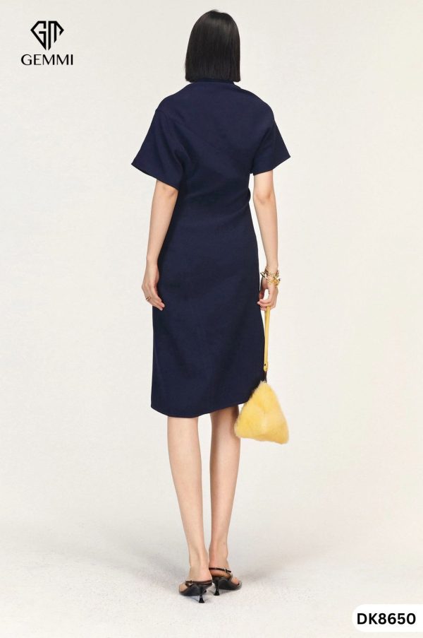Đầm công sở cổ V lệch GEMMI Fashion, DK8650 - Hình ảnh 4