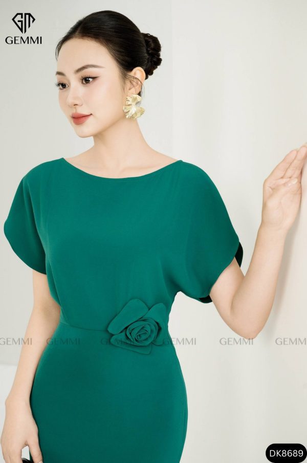 Đầm body cổ thuyền phối hoa eo GEMMI Fashion, DK8689 - Hình ảnh 14