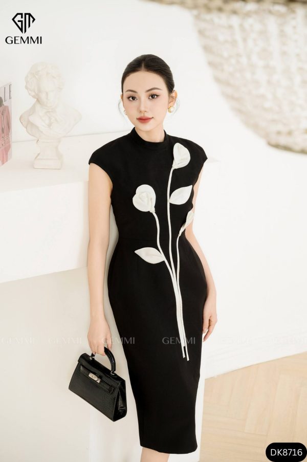 ĐẦM BODY PHỐI HOA CAO CẤP  GEMMI Fashion, DK8716 - Hình ảnh 4