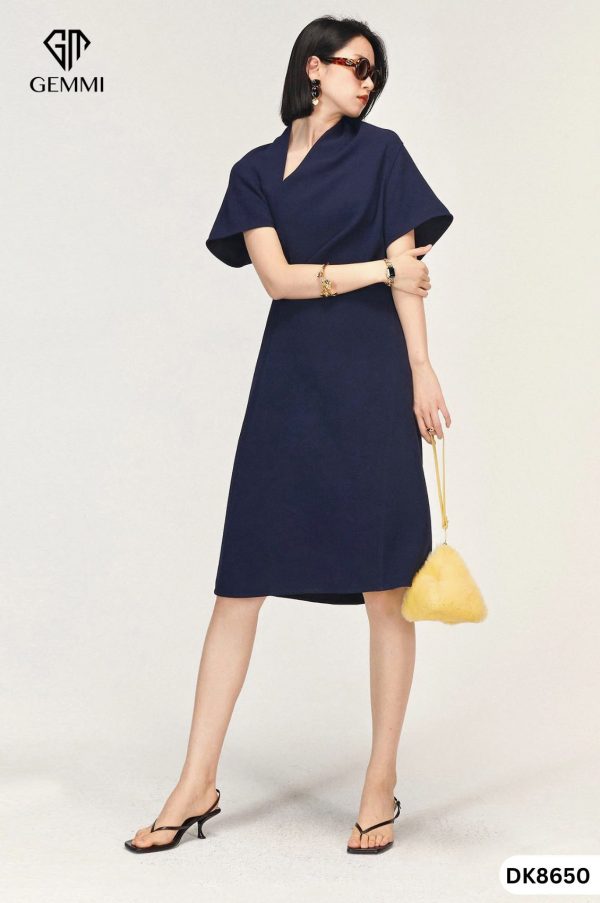 Đầm công sở cổ V lệch GEMMI Fashion, DK8650 - Hình ảnh 7