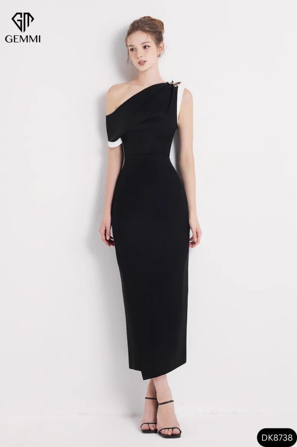 Đầm dự tiệc lệch vai GEMMI Fashion, DK8738 (tặng kèm tag ngẫu nhiên) - Hình ảnh 2