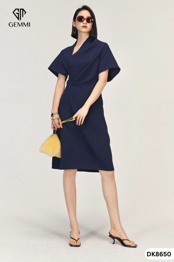Đầm công sở cổ V lệch GEMMI Fashion, DK8650 - Hình ảnh 6