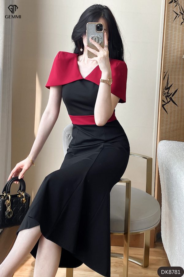 Đầm body đuôi cá cổ choàng GEMMI Fashion, DK8781 - Hình ảnh 2